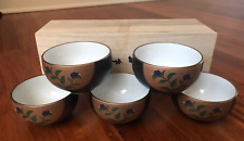 Japanese Kyo Yaki Porcelain Guest Tea Cup Potters Mark Set of 5 Box picture