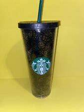 STARBUCKS Black Circle Lace Goth Gothic Print  24oz  TUMBLER (2014) As Is (READ) picture