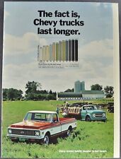 1972 Chevrolet Farm Truck Magazine Insert Brochure C10 C20 Pickup Stake Original picture