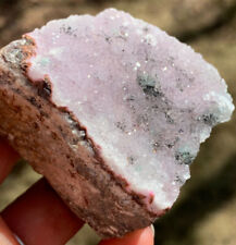 RARE NEW FIND SPARKLING DRUZY PINK COBALTO CALCITE W/ CHRYSOCOLLA CRYSTAL CONGO picture