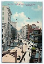 c1910's Grand Avenue Looking West From Bridge Milwaukee Wisconsin WI Postcard picture
