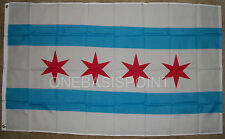 3'x5' Chicago Windy City Flag Outdoor Banner Illinois Four Red Stars Huge 3x5 picture