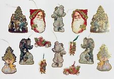 Vintage 1986 Christmas Reproductions Die Cut Gold Trim Victorian 14 Ornaments picture