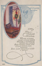 New Year's Wishes - Cute Poem & Winter Scene Divided Back Vintage Post Card picture