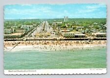 Rehoboth Beach Delaware Beach & Boardwalk Aerial View Postcard 1976 picture