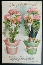 Postcard Artist Signed: Clapsaddle - Pink Hydrangea - Children - Easter Greeting picture