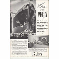 1939 US Lines: I Christen Thee America Vintage Print Ad picture