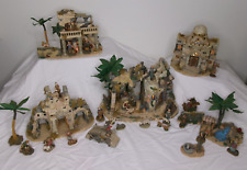 Vintage Mercasia Hand Painted Lighted Palm Tree Christmas Village Nativity Set picture