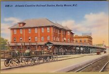 Atlantic Coastline Railroad Station Rocky Mount N.C Vintage Postcard Linen  picture