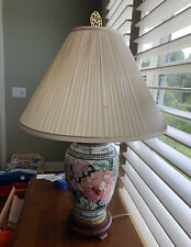 Vintage Frederick Cooper Hand Painted Flowers Asian Porcelain Vase Table Lamp picture