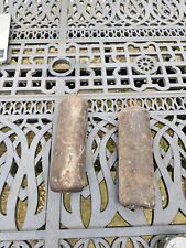 Antique PAIR of CAST IRON original Longcase/Grandfather CLOCK WEIGHTS 8 Day picture