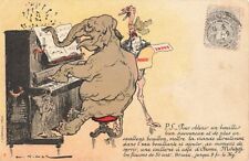 c1905 Anthropomorphic Elephant Ostrich Playing Piano Singing P591 picture