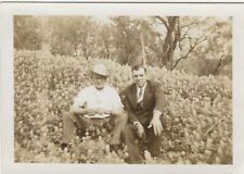 Two Men Sitting In Flower Field Waxahachie Texas 1946 Snapshot Gay Interest picture