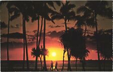 Viewing Cocopalms Silhouetted In A Brilliant Hawaiian Setting Sun Postcard picture