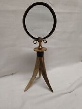 Vintage Homemade Magnifying Glass Mounted on Deer Horns with Brass base picture