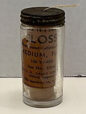 Vintage L.D. Caulk Co. Dental Floss Clear Glass Jar with Lid 100 Yards 53110 USA picture