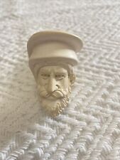 VINTAGE HAND CARVED MEERSCHAUM SMOKING PIPE BEARDED MAN picture