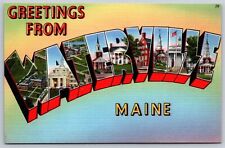 Waterville Maine Large Letter Greetings Linen Postcard  picture