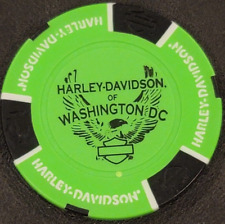 HD WASHINGTON DC ~ NAT'L HARBOR, MARYLAND (N Grn/Blk) Harley Poker Chip (CLOSED) picture