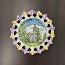 Vintage World’s Smallest Church Festina Iowa Small Ceramic Souvenir Plate 5” picture