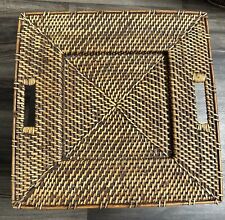 Vtg Rattan Wicker Tray Table Coffee Table Centerpiece Boho Tiki Tropical Square picture