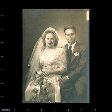 Vintage Photo MAN WOMAN BRIDE GROOM WEDDING DRESS PORTRAIT picture