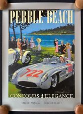 2011 SIGNED Pebble Beach Concours Poster MERCEDES-BENZ 300 SLR BARRY ROWE picture