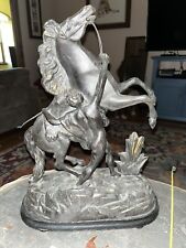 French Mid Century bronze statue Spelter Marley Horses Groom /Coustou picture