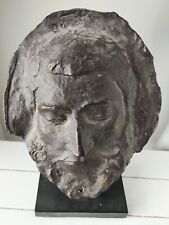 Vintage Bronze Finish Plaster Death Mask Paul Gauguin Face Sculpture w/ Stand picture