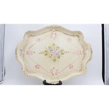 Vintage Italian Cream Painted Wooden Serving Tray picture