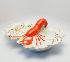 Carl Tielsch antique porcelain red gold Lobster handle platter dish Germany picture