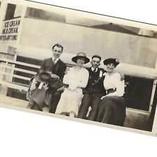 Vintage Snapshot Photo Men Women Lake Mansfield Ohio Ice Cream Parlor 1917 picture