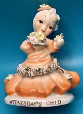 Vintage WEDNESDAY’S CHILD Angel Lefton China K8281 Collectible Figurine picture