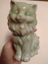 Vintage Crazed Green Celadon Cat Figurine, 4.75”H X 3.5”W picture