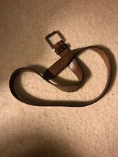 Vintage Very Long Brown Genuine Leather Belt Solid Copper buckle 35