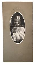 Antique Photo on Board Chubby Cheek Toddler Infant Large Bow in Hair Beautiful picture