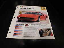 1974-1985 Ferrari 308 Spec Sheet Brochure Photo Poster 84 83 82 81 picture