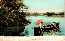 Vintage 1906 Postcard Picturesque Americ Couple In a Canoe Thousand Islands , NY picture