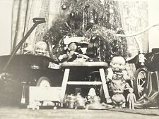 Z4 Photograph Christmas Morning Presents Dolls Wagon Toy Tricycle Tree 1947 picture