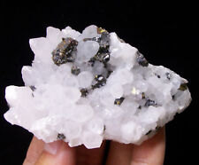 FLUORESCENT 75mm Chalcopyrite (w/ Sphalerite coating) on Quartz from China B4699 picture
