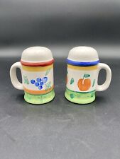Vintage Large Ceramic Stovetop Salt & Pepper Shakers w/Handles, Hand-painted picture