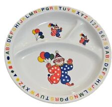 Vintage 1980s Happy Clown Balloons Divided Childs Alphabet Plate Melamine picture