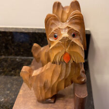 Vintage Pair of Hand Carved Wooden Scottie Dog Bookends Unique Scottish Terrier picture