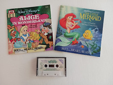1989 Vintage Little Mermaid + Alice in Wonderland - 2 Books/One Cassette Tape picture