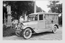 Vintage Creepy Hearse PHOTO Scary Cemetery Funeral 1924 Lincoln Car picture