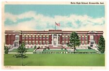VTG Linen Postcard Reitz Memorial High School Evansville IN Not Posted 1940's picture
