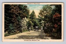 Marinette WI-Wisconsin, Entrance To Henes Park, Antique, Vintage c1933 Postcard picture