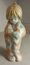 1988 KINKA JAPAN PORCELAIN FIGURE ENESCO RAECATH GIRL WRAPPED IN A QUILT BLANKET picture