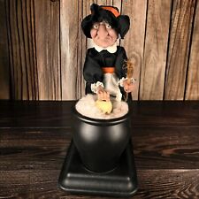 Vintage 1993 Gemmy 16” Animated Witch With Skull Cauldron Broom Halloween picture