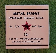 Vintage METAL BRIGHT EMBOSSED GUMMED STARS No. 2/A  Five colors  Opened picture